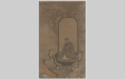 孔子杏坛讲学图轴