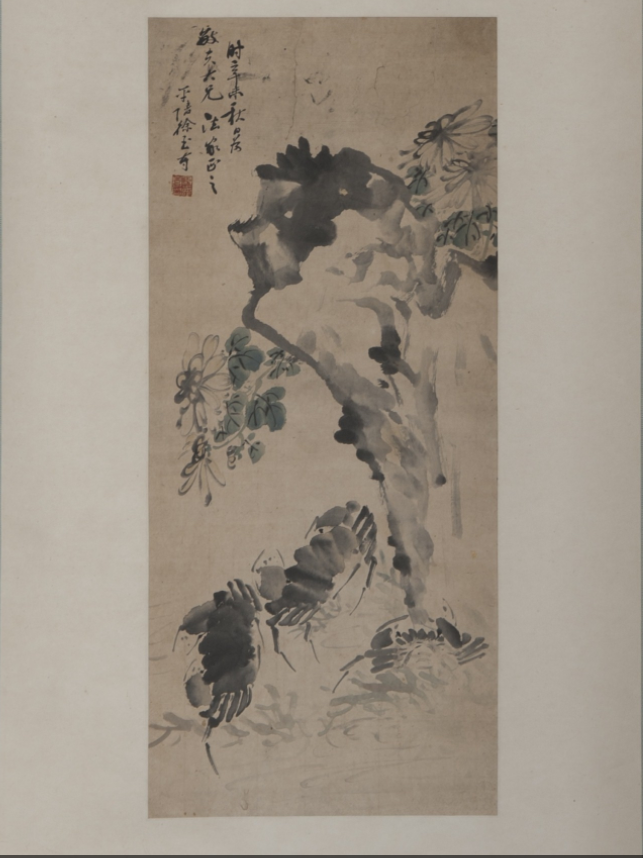 明徐琦菊石墨蟹图轴.jpg